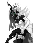  2014 anthro black_body changeling choker cleavage clothed clothing digital_media_(artwork) elbow_gloves fangs female friendship_is_magic garter gloves hair horn long_hair looking_at_viewer my_little_pony open_mouth plain_background queen_chrysalis_(mlp) shaded slit_pupils solo veil wedding_dress white_background wings zwitterkitsune 