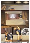  2014 bed black_hair blue_eyes brown_hair canine chair comic curtains dresser drooling duo female fenfen_maria_esteban fennec feretta fox fur grey_fur hair mammal messy_hair nude paws room saliva silver_fox sleeping vix_(feretta) waking waking_up wardrobe window yellow_fur 