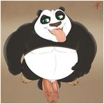  2014 aaron_(artist) anthro balls bear digital_media_(artwork) erection kung_fu_panda male mammal nude overweight panda penis po smile solo 