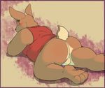  balls blush bottomless butt chubby clothed clothing half-dressed indigofactory male nicky_akita solo unknown_species 