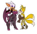  anthro big_breasts bigdad blush breasts clothing female male miles_prower rouge_the_bat sega shorts sonic_(series) wide_hips 