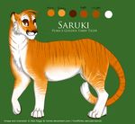  2010 ambiguous_gender brown_eyes brown_fur cougar feline fur looking_back mammal model_sheet orange_fur pawpads paws pose saruki solo stripes tiger white_fur 