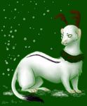  2010 ambiguous_gender angry annoyed black_fur christmas feral fur holidays horn looking_up mammal mustelid outside saji_(saruki) saruki snow snowing solo weasel white_fur 