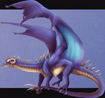 abstract_background ambiguous_gender bakura-sama_(artist) claws dragon fantasy feral horn purple_scales rosgorn_(character) scales scalie side_view solo spikes western_dragon wings 