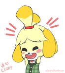  animal_crossing animated anthro blush canine cslucaris cute dog eyes_closed female isabelle_(animal_crossing) mammal nintendo solo video_games 