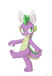  2014 alasou alpha_channel animal_ears blush dragon fake_ears friendship_is_magic green_eyes male my_little_pony plain_background purple_scales rabbit_ears scalie smile solo spike_(mlp) transparent_background 