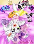  2014 ambiguous_gender anibaruthecat anthro cat clothing english_text eyeshadow feline female feral friendship_is_magic fur group hair looking_at_viewer lying makeup mammal my_little_pony on_back open_mouth sweetie_belle_(mlp) tears text white_fur 