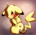  &lt;3 blush brown_eyes female fluffy fur looking_back mayu_(tartii) nintendo pikachu pok&eacute;mon solo tartii tuft video_games 