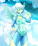  2014 anthro anthrofied bedroom_eyes belly breasts clothed clothing equine female fleetfoot_(mlp) friendship_is_magic hair mammal my_little_pony navel nipples open_mouth pegasus pussy seductive skimpy skinsuit solo swissleos tongue undressing unzipped white_hair wings wonderbolts_(mlp) 