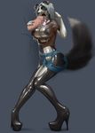  border border_collie breasts canine digital_media_(artwork) dog female high_heels hindpaw latex_(artist) mammal paws rubber shoes solo transformation 