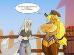  animal_ears anthro applejack_(mlp) big_breasts bigdad breasts chaps female friendship_is_magic human humanized male mammal my_little_pony stare under_boob wet_shirt wide_hips wolf_ears 