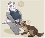  &lt;3 ambiguous_gender anthro anthro_on_feral balls bear bestiality black_nose blush canine clothed clothing dog duo erection feral german_shepherd interspecies male mammal obese open_mouth overweight panda penis plain_background standing surprise swimsuit uncut zangusuu 