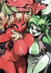  2014 anthro areola avian big_breasts bittenhard blaziken breast_squish breasts duo erect_nipples female gardevoir huge_breasts humanoid kissing lesbian looking_at_viewer nintendo nipples nude open_mouth pok&eacute;mon pubes smile tongue tongue_out video_games 