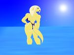  anthro beach breasts butt canine clothing female mammal melanie outside sea seaside side_boob sky solo swimsuit water wide_hips wolfe2150 