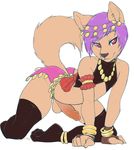  all-fours anthro balls bedroom_eyes bow brown_fur brown_nose butt canine clothing fenix fenix-fox fox frilly fur girly gloves gold hair headdress jewelry legwear male mammal niis partially_clothed pawpads paws penis piercing pink_penis pinup pose purple_hair raised_tail red_eyes rubber seductive skirt solo thigh-highs top translucent 