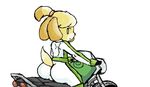  animal_crossing anthro big_butt butt canine dog female isabelle_(animal_crossing) looking_back mammal motorcycle nintendo solo video_games 