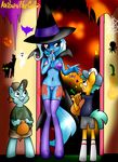  2014 anibaruthecat anthro anthrofied blue_fur bra candy clothing equine female friendship_is_magic fur group hair halloween hat holding holidays horn lollipop male mammal my_little_pony navel purple_eyes smile snails_(mlp) snips_(mlp) standing straight trixie_(mlp) underwear unicorn 