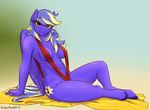  2014 abstract_background anthro breasts clothing cutie_mark equine fan_character feathers female fur hair hi_res hobbsmeerkat hooves long_hair looking_at_viewer mammal my_little_pony navel pegasus pose purple_fur red_eyes seductive sitting sling smile solo two_tone_hair wings 
