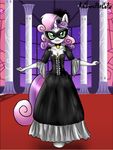  2014 anibaruthecat anthro anthrofied clothing dress equine female friendship_is_magic fur green_eyes hair horn inside looking_at_viewer mammal masquerade my_little_pony smile solo sweetie_belle_(mlp) two_tone_hair unicorn white_fur 