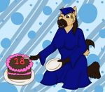  anthro breasts canine chubby fangs female gown graduation hair hyena knife mammal mohawk one_eye_closed plate spots thatcatzoey wink zephyr 