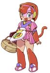  blue_eyes cat clothing collar feline female fur humanoid mammal panties pink_fur polly_esther samurai_pizza_cats sandals skirt solo underwear upskirt ラムチョップ 