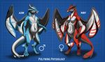  2014 anthro azur_(biological) balls biological black_eyes black_skin blue_skin breasts dragon duo female fur male model_sheet pussy red_skin ruby_(biological) scalie sheath white_skin wings ♀ ♂ 