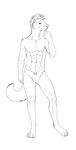 2014 abs anthro bulge canine claws clothing dog ear_piercing hair line_art looking_at_viewer male mammal piercing pose sketch solo standing tar0 underwear 