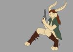  anthro digital_media_(artwork) female gun knee_boots koworauth lagomorph legwear mammal pinup pose rabbit ranged_weapon solo toeless_shoes weapon 