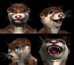  2014 3d anthro blue_eyes brown_fur expressions fur jay jayott male mammal mustelid open_mouth otter piercing solo tongue whiskers 