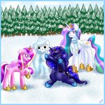  2014 equine female feral friendship_is_magic horn horse mammal mrfatcakes my_little_pony princess_cadance_(mlp) princess_celestia_(mlp) princess_luna_(mlp) snowman winged_unicorn wings winter 