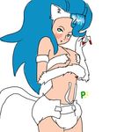  blue_hair capcom darkstalkers diaper felicia_(darkstalkers) feline female hair humanoid mammal video_games 