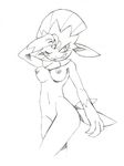  anthro blush breasts claws female licking licking_lips looking_at_viewer monochrome nintendo one_eye_closed pok&eacute;mon tongue tongue_out twistedterra video_games weavile wink 
