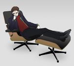  beard chair facial_hair footstool gb_(doubleleaf) gloves ikari_gendou male_focus military military_uniform neon_genesis_evangelion ottoman reclining sitting solo sunglasses uniform 