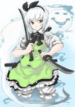  bad_id bad_pixiv_id black_hairband dual_wielding ghost hairband holding katana konpaku_youmu konpaku_youmu_(ghost) short_hair sigama silver_hair solo sword touhou weapon 