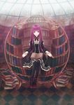  book gothic_lolita highres library lolita_fashion long_hair neme original purple_hair solo 