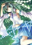  danmaku detached_sleeves frog gohei green_eyes green_hair hair_ornament highres kochiya_sanae long_hair munya snake solo touhou 