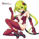  boots breasts elbow_gloves gloves green_eyes green_hair large_breasts long_hair looking_at_viewer onija_tarou original red_gloves red_legwear simple_background solo thigh_boots thighhighs twintails watermark web_address white_background 