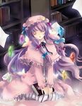  book bya closed_eyes crescent crystal hat library long_hair patchouli_knowledge purple_hair solo touhou voile 