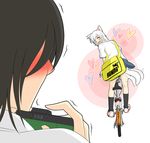  animal_ears bicycle black_hair blush camera ground_vehicle inubashiri_momiji multiple_girls neko_majin riding shameimaru_aya short_hair tail tail_wagging touhou wolf_ears wolf_tail 