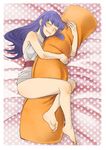  bad_id bad_pixiv_id barefoot blue_hair feet gintama hug kazuki_kisuke long_hair mole mole_under_eye no_eyewear pillow pillow_hug saliva sarutobi_ayame sleeping solo 