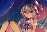  bad_id bad_pixiv_id blonde_hair drink flandre_scarlet hat one_side_up ponytail red_eyes short_hair solo touhou wings yokoyari_mengo 