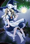  bad_id bad_pixiv_id blonde_hair braid hat kirisame_marisa long_hair mary_janes moon saitou_aki shoes solo touhou witch_hat yellow_eyes 