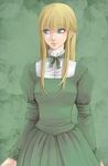 aqua_eyes blonde_hair bow dress green_dress lips long_hair original solo takatsuki_kahiro 