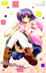  boots green_eyes purple_hair solo tamaki_(diarie_inaiinaibaa) thighhighs to_heart_2 tonami_yuma 