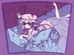  bad_id bad_pixiv_id barefoot computer game_boy game_console handheld_game_console hat headphones headset laptop long_hair patchouli_knowledge purple_eyes purple_hair sega_dreamcast sega_game_gear shaka_ineru solo touhou 