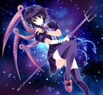  bad_id bad_pixiv_id black_hair black_legwear blue_wings dress houjuu_nue pico_(picollector79) polearm red_eyes red_wings short_hair snake solo thighhighs touhou trident weapon wings 