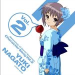  candy_apple food japanese_clothes jpeg_artifacts kimono nagato_yuki resizing_artifacts solo suzumiya_haruhi_no_yuuutsu yukata 