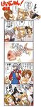  4girls 4koma akiyama_mio anomalocaris chibi comic highres hirasawa_yui hisahiko ichimura_yuu k-on! kemonomimi_mode kotobuki_tsumugi multiple_girls prehistoric_animal sanger_zonvolt silver_hair super_robot_wars tainaka_ritsu translated 