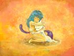  ai2 ai_(pokemon) bad_id bad_pixiv_id blue_hair dress ga-co gen_1_pokemon hug mewtwo nintendo pokemon pokemon_(anime) pokemon_(classic_anime) pokemon_(creature) pokemon_m01 simple_background smile 