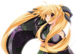  blonde_hair fate_testarossa japanese_clothes kimono long_hair lyrical_nanoha mahou_shoujo_lyrical_nanoha plus9 red_eyes solo source_request twintails very_long_hair white_background 